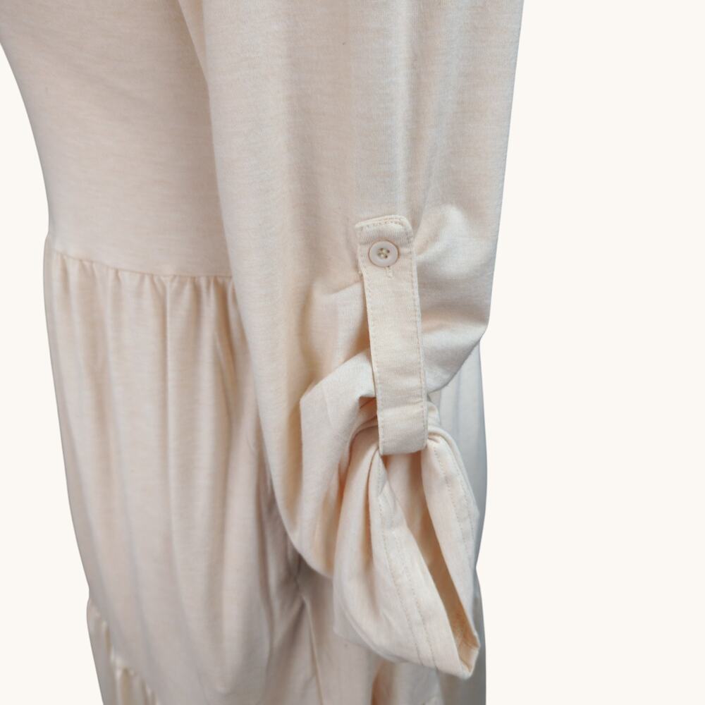 NWT Dokotoo Dress Women MED Light Pink Tiered Long Sleeve Buttons Cottagecore - Picture 5 of 12